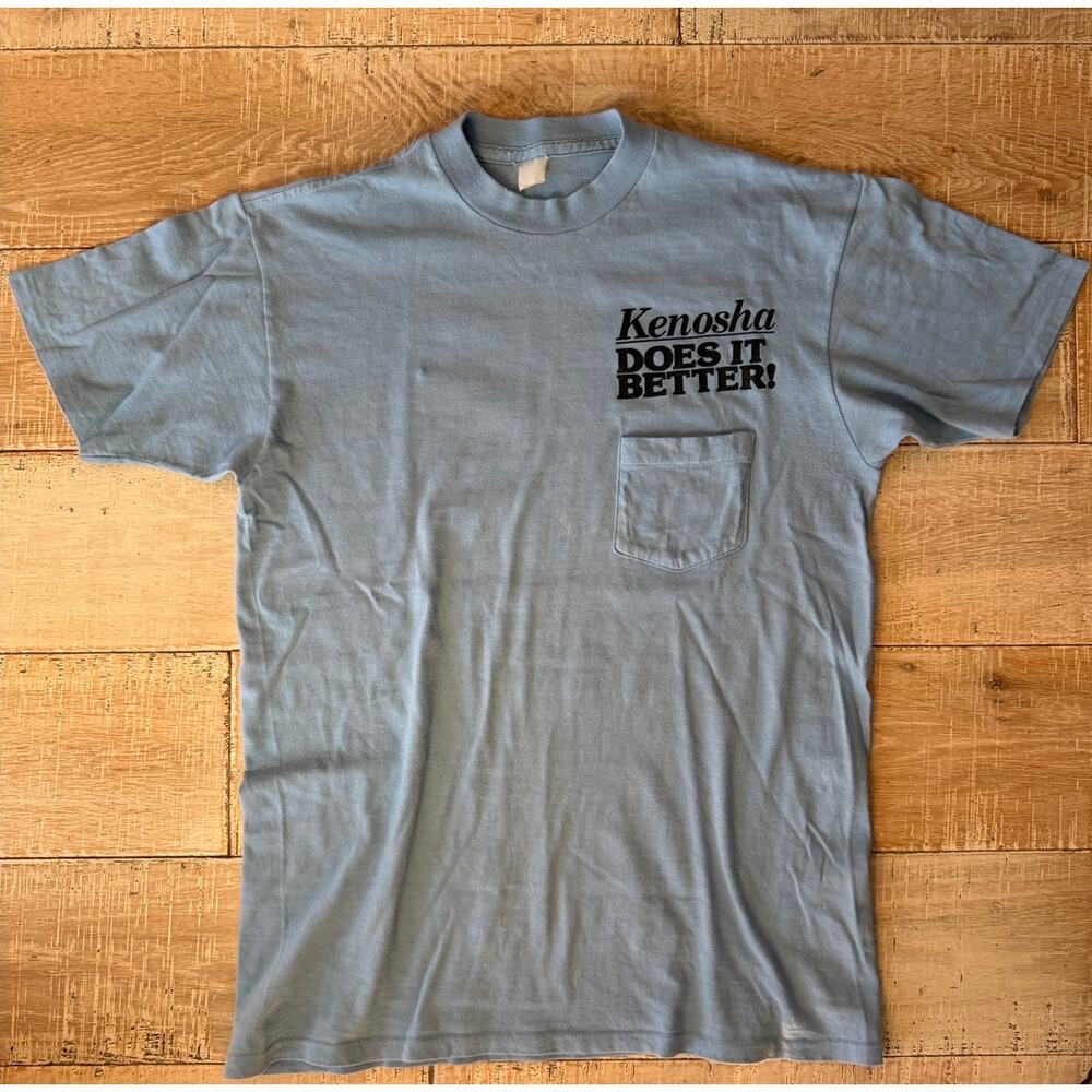 Vintage Jockey Kenosha “Does It Better” Blue Pocket T-Shirt | Made in USA